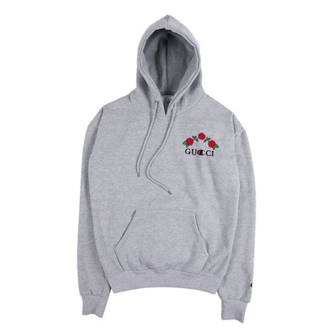 grey gucci hoodie with roses